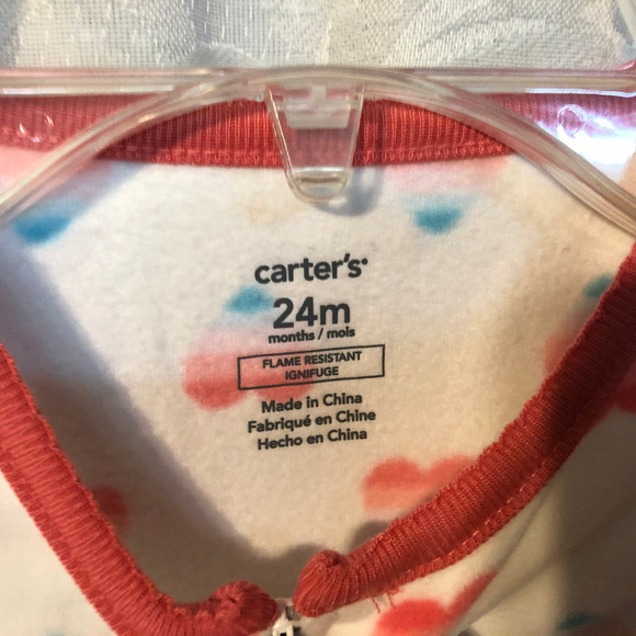 3/$10 kids carters 24m 1 piece fleece pj white new - Picture 6 of 7